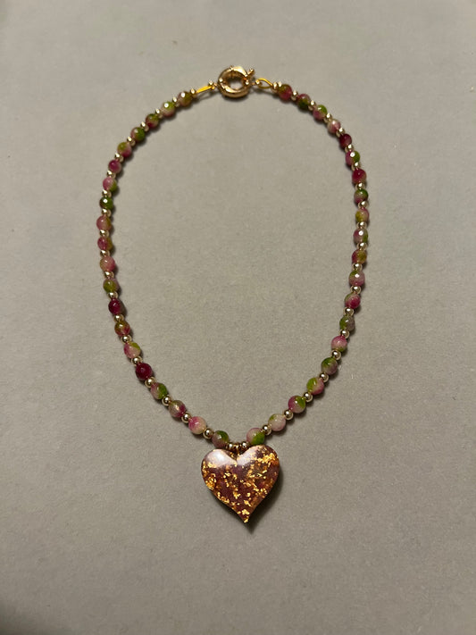 Ruby Zoisite and Metal with Green Heart